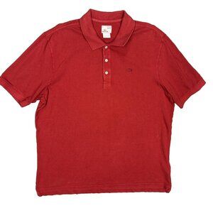 Lacoste Polo Shirt Vintage Washed Mesh Cotton Short Sleeve Red XXL